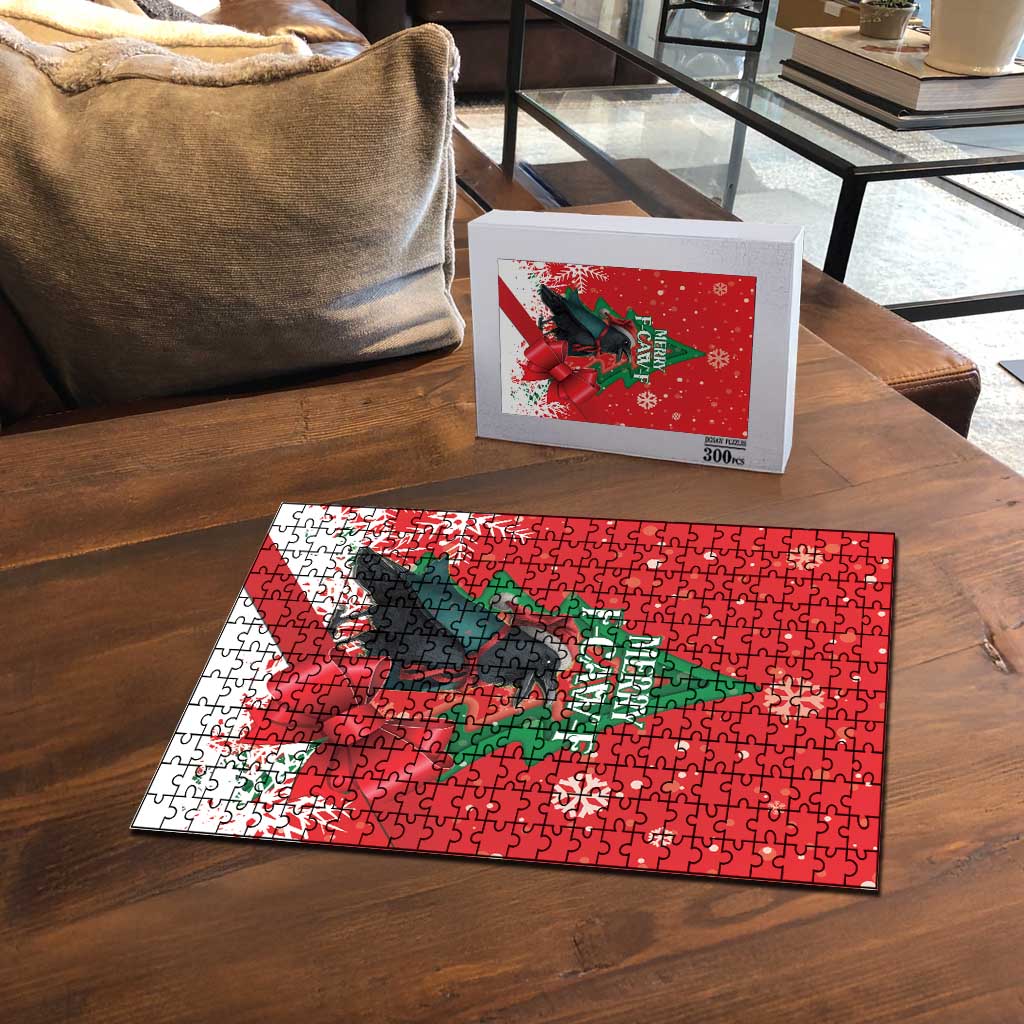 Funny Christmas Raven Puzzle Merry F Caw F - Wonder Print Shop