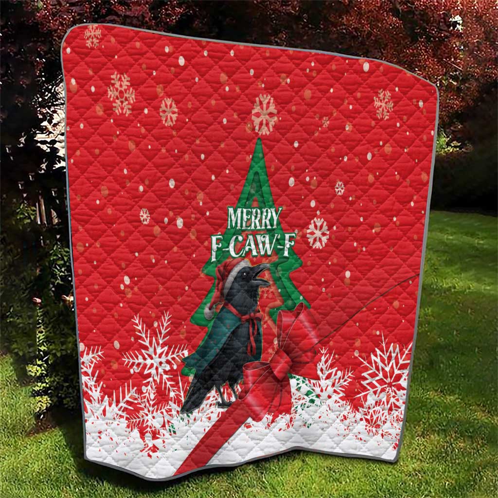 Funny Christmas Raven Quilt Merry F Caw F - Wonder Print Shop