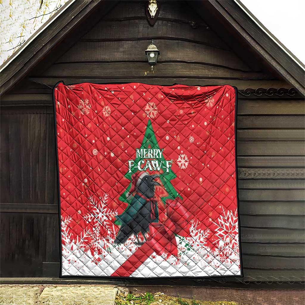 Funny Christmas Raven Quilt Merry F Caw F - Wonder Print Shop