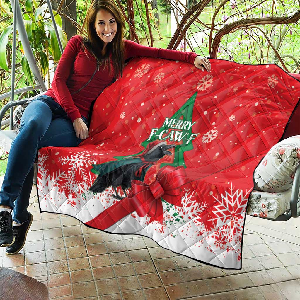 Funny Christmas Raven Quilt Merry F Caw F - Wonder Print Shop