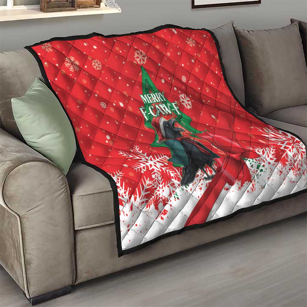 Funny Christmas Raven Quilt Merry F Caw F - Wonder Print Shop