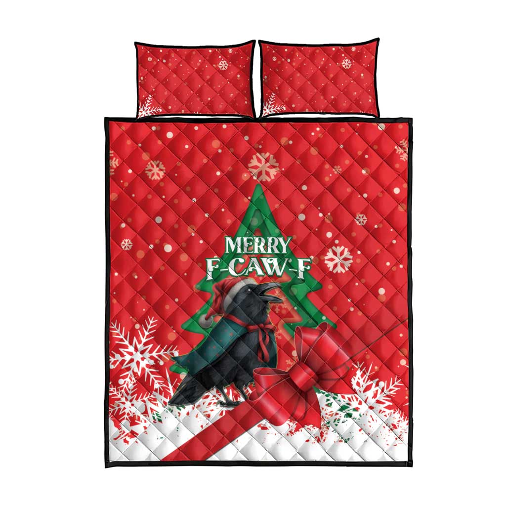 Funny Christmas Raven Quilt Bed Set Merry F Caw F - Wonder Print Shop