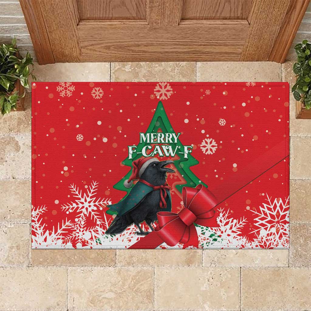 Funny Christmas Raven Rubber Doormat Merry F Caw F - Wonder Print Shop