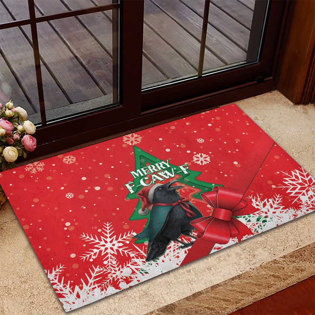 Funny Christmas Raven Rubber Doormat Merry F Caw F - Wonder Print Shop