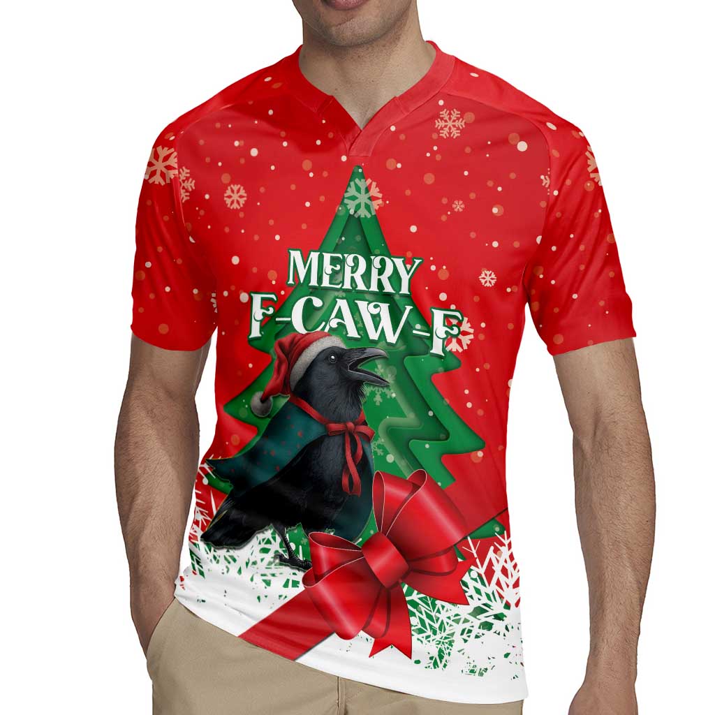 Funny Christmas Raven Rugby Jersey Merry F Caw F - Wonder Print Shop