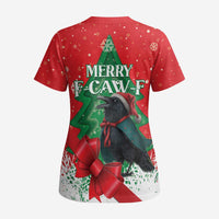Funny Christmas Raven Scrub Top Merry F Caw F - Wonder Print Shop