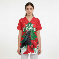Funny Christmas Raven Scrub Top Merry F Caw F - Wonder Print Shop