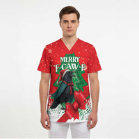 Funny Christmas Raven Scrub Top Merry F Caw F - Wonder Print Shop