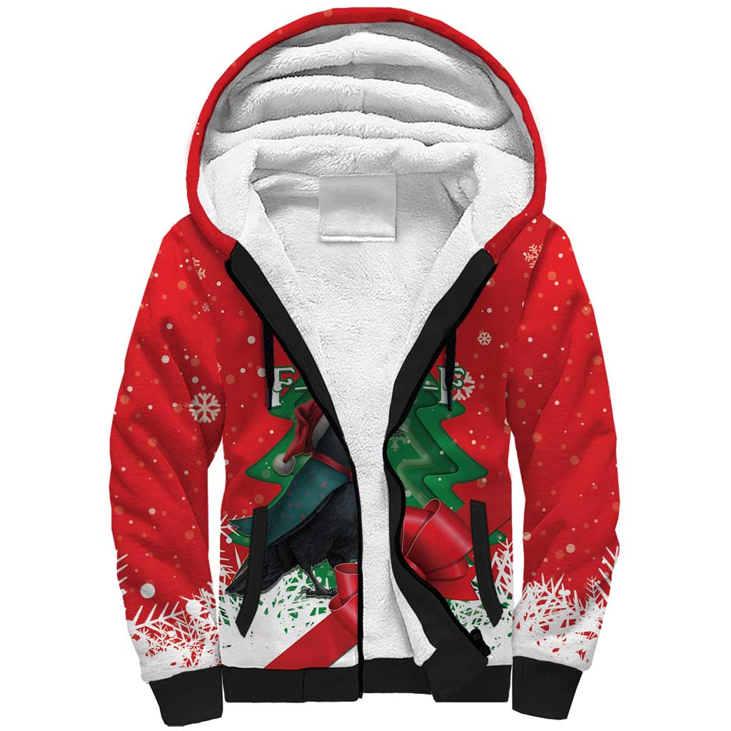 Funny Christmas Raven Sherpa Hoodie Merry F Caw F - Wonder Print Shop
