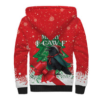 Funny Christmas Raven Sherpa Hoodie Merry F Caw F - Wonder Print Shop