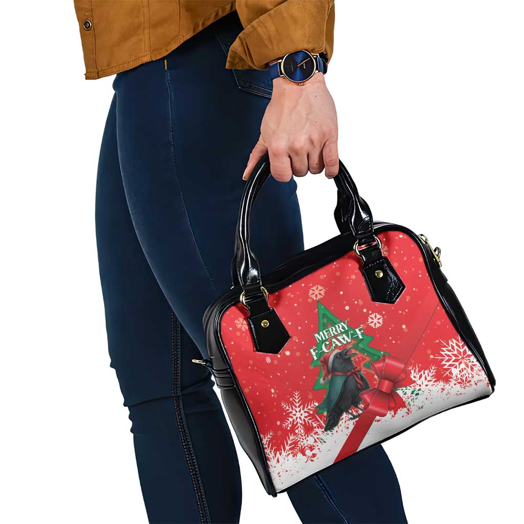 Funny Christmas Raven Shoulder Handbag Merry F Caw F - Wonder Print Shop