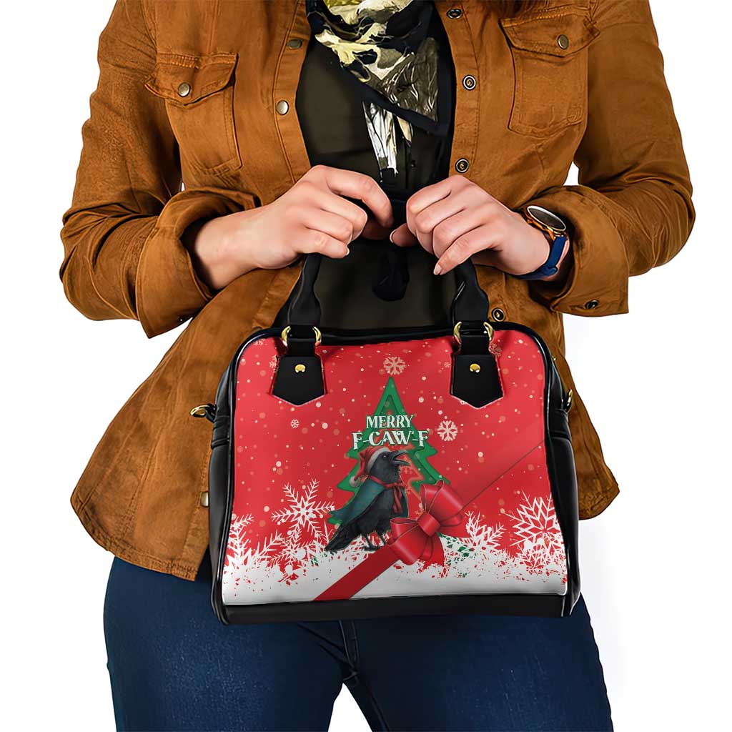 Funny Christmas Raven Shoulder Handbag Merry F Caw F - Wonder Print Shop