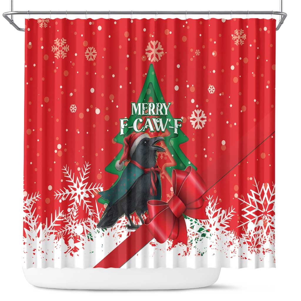 Funny Christmas Raven Shower Curtain Merry F Caw F - Wonder Print Shop