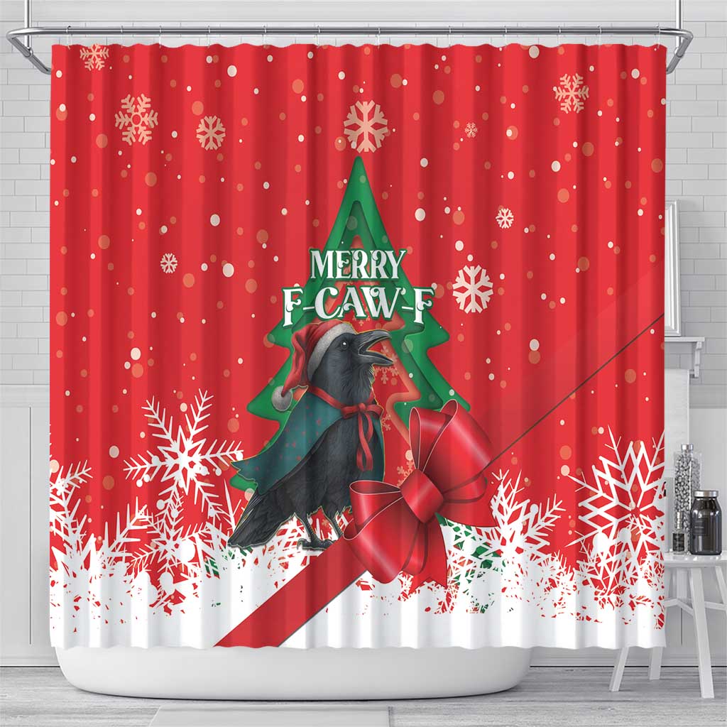Funny Christmas Raven Shower Curtain Merry F Caw F - Wonder Print Shop