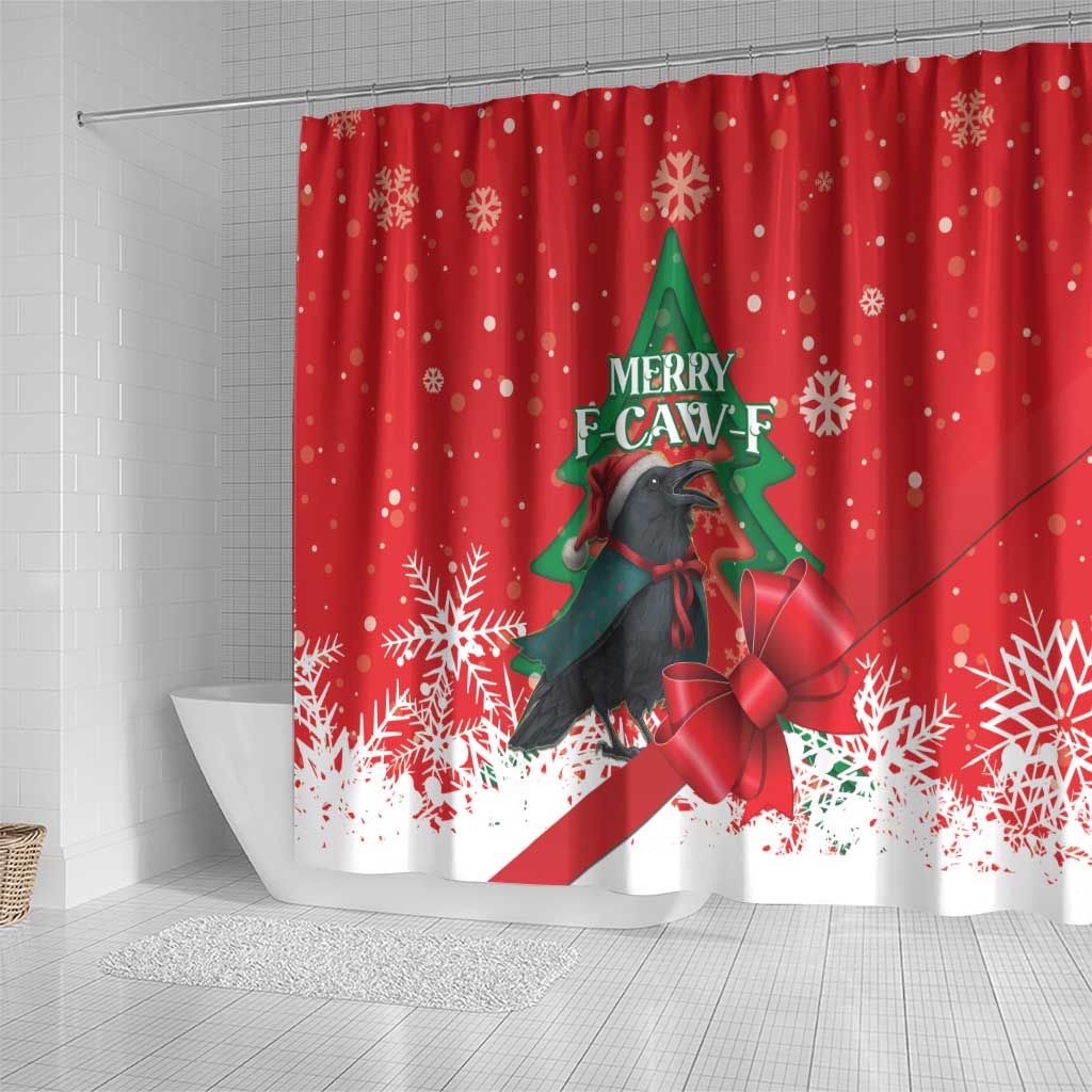 Funny Christmas Raven Shower Curtain Merry F Caw F - Wonder Print Shop