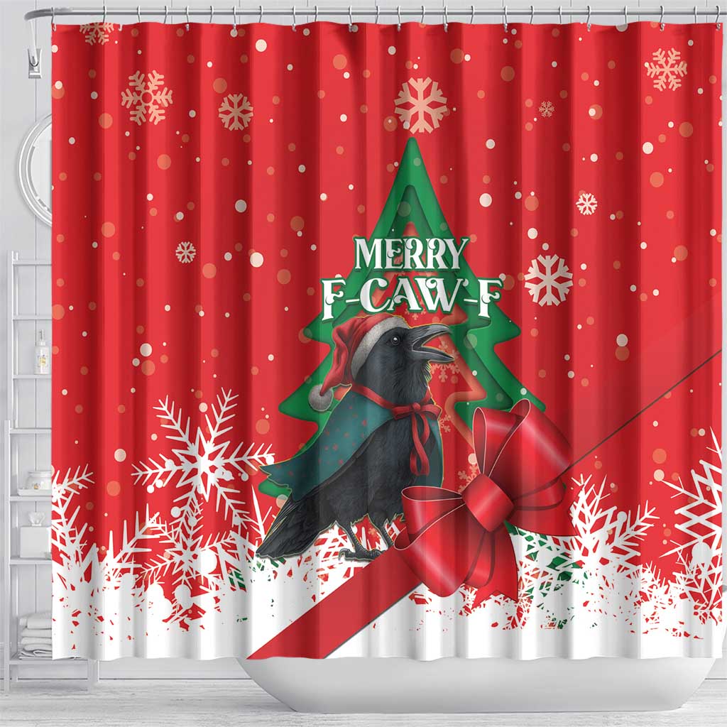 Funny Christmas Raven Shower Curtain Merry F Caw F - Wonder Print Shop