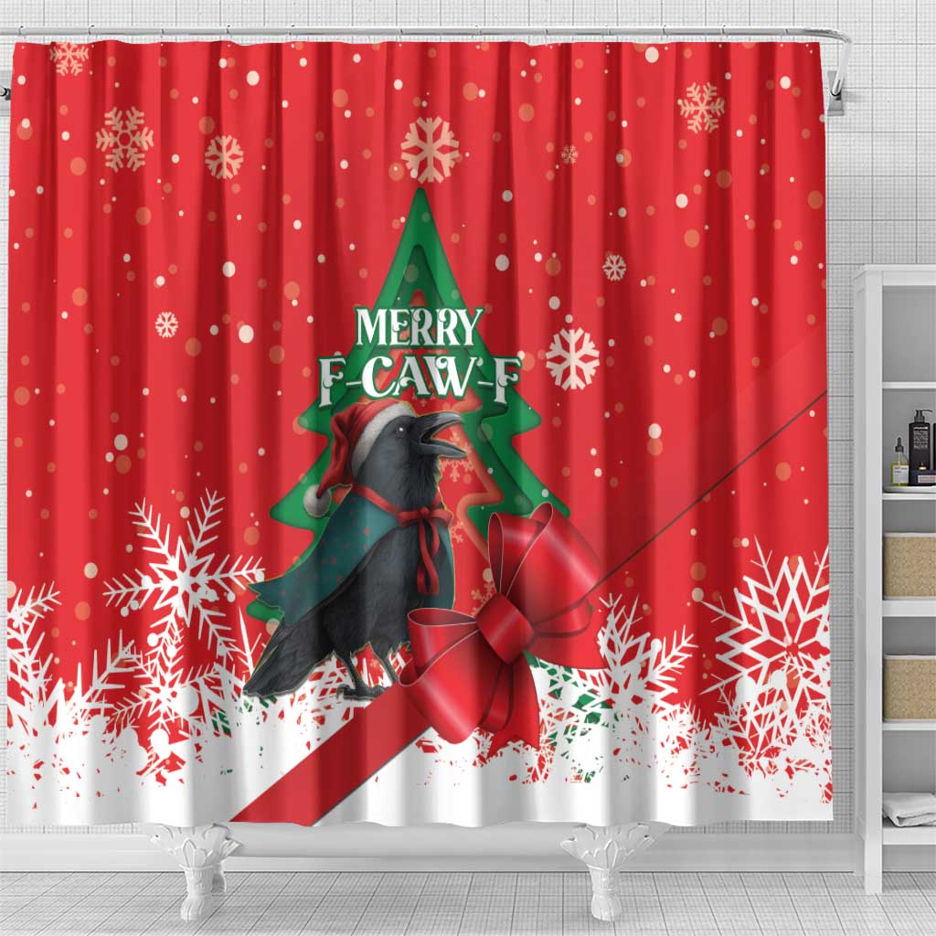 Funny Christmas Raven Shower Curtain Merry F Caw F - Wonder Print Shop