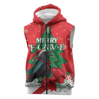 Funny Christmas Raven Sleeveless Zip Hoodie Merry F Caw F - Wonder Print Shop
