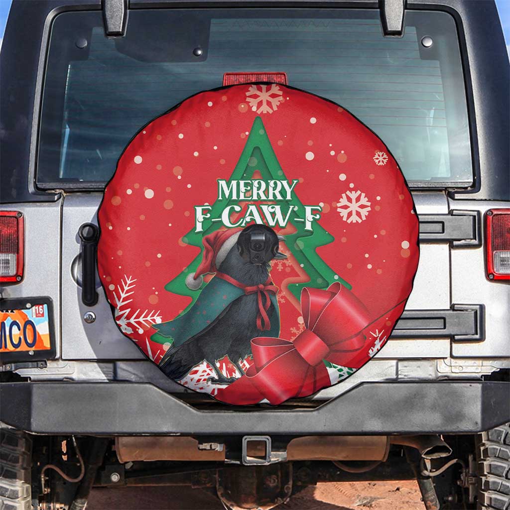 Funny Christmas Raven Spare Tire Cover Merry F Caw F - Wonder Print Shop
