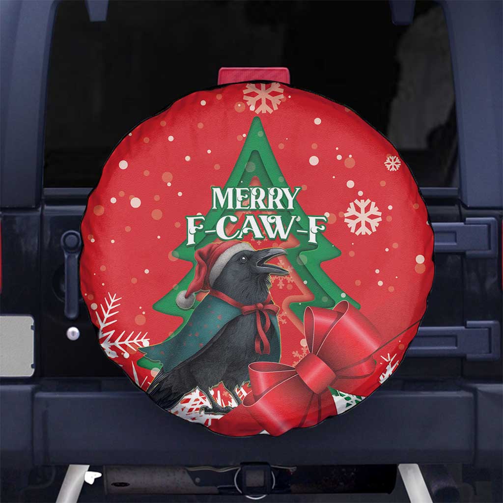Funny Christmas Raven Spare Tire Cover Merry F Caw F - Wonder Print Shop