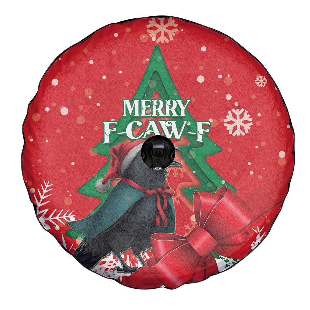 Funny Christmas Raven Spare Tire Cover Merry F Caw F - Wonder Print Shop