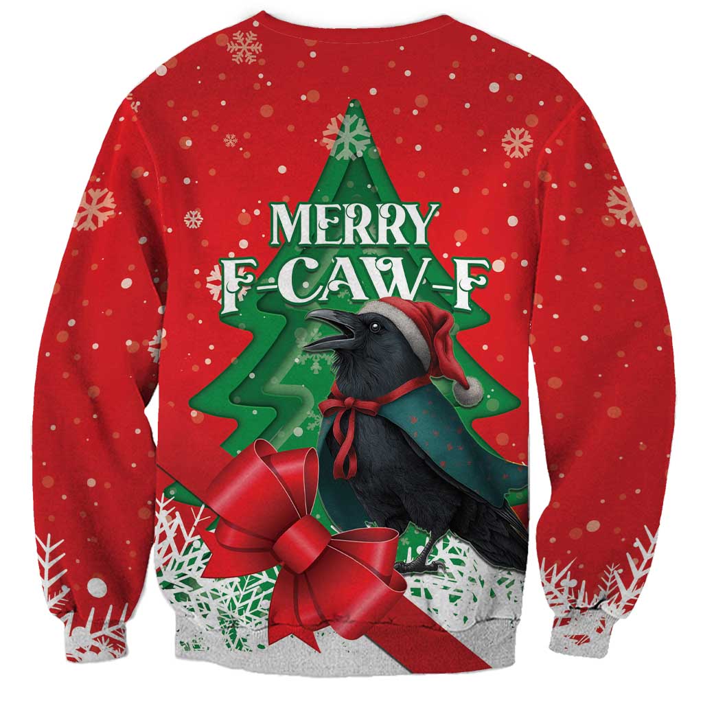 Funny Christmas Raven Sweatshirt Merry F Caw F - Wonder Print Shop