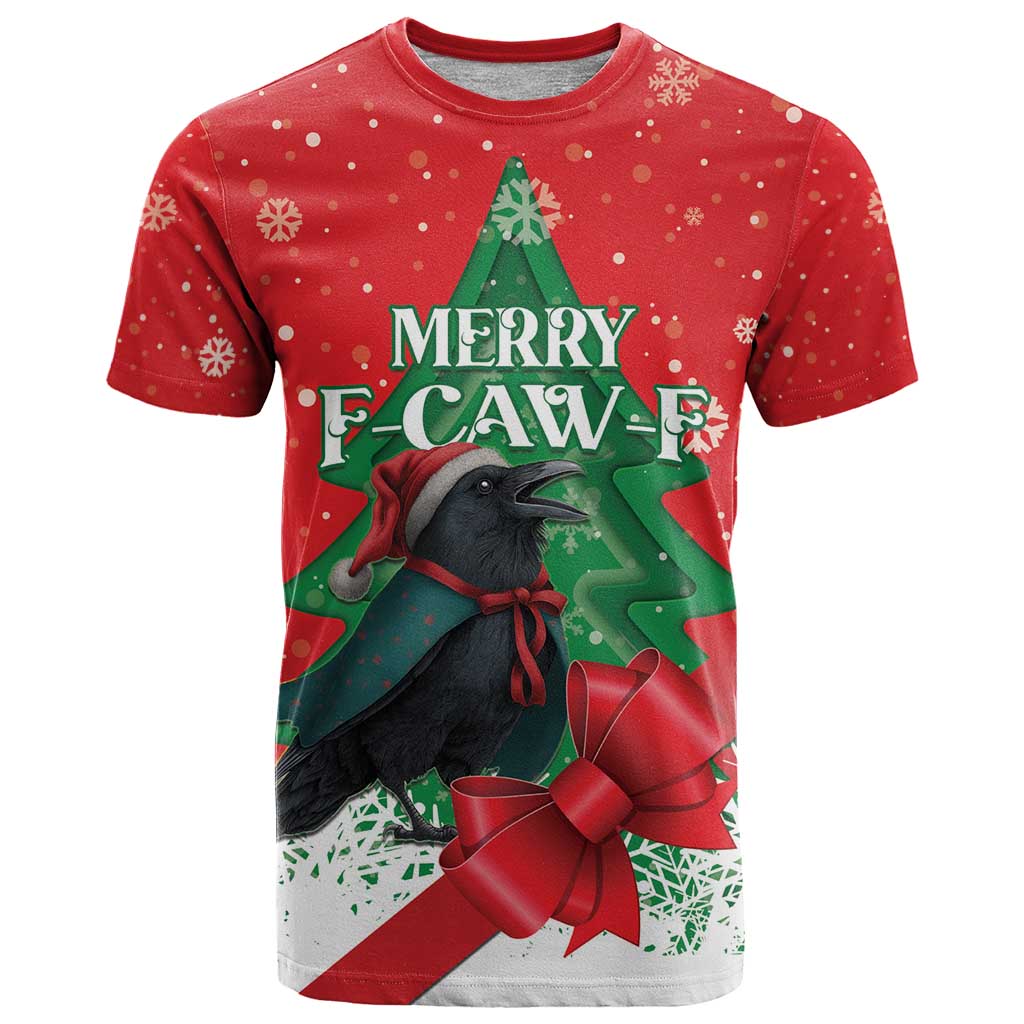 Funny Christmas Raven T Shirt Merry F Caw F - Wonder Print Shop