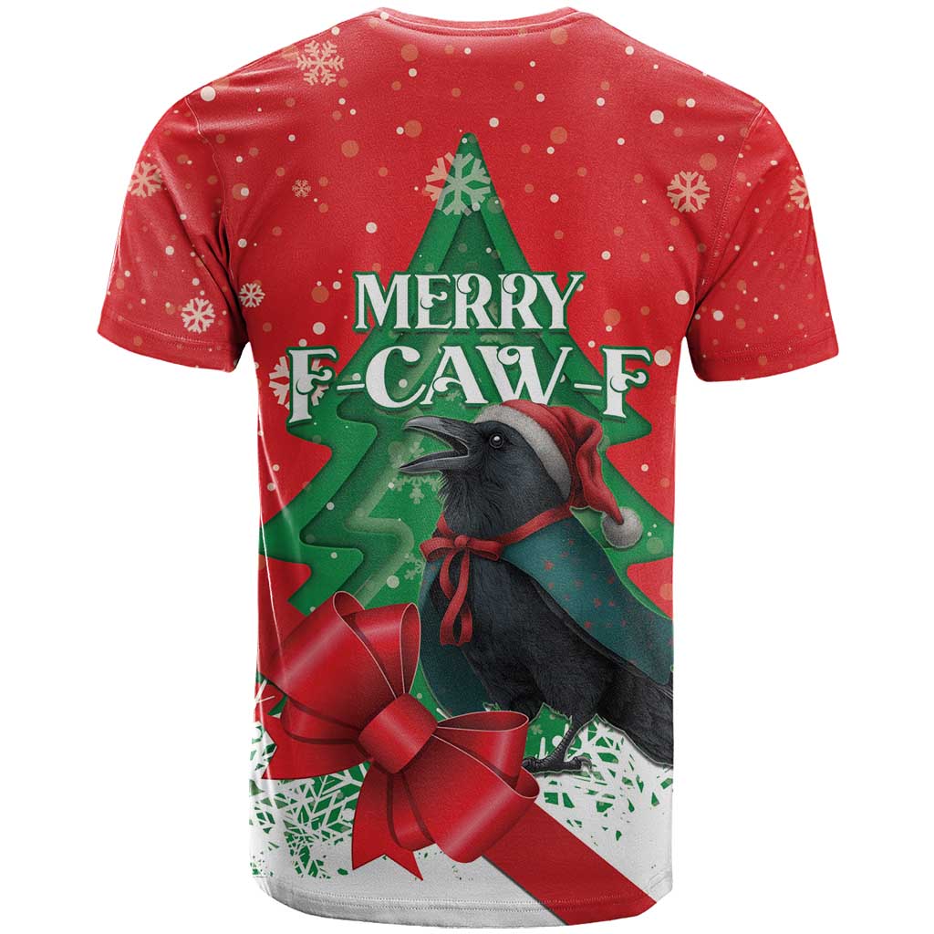 Funny Christmas Raven T Shirt Merry F Caw F - Wonder Print Shop