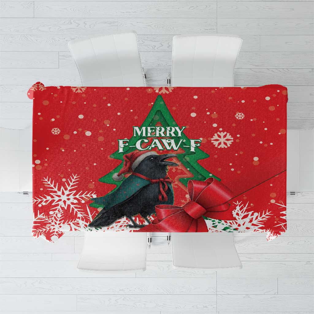 Funny Christmas Raven Tablecloth Merry F Caw F - Wonder Print Shop