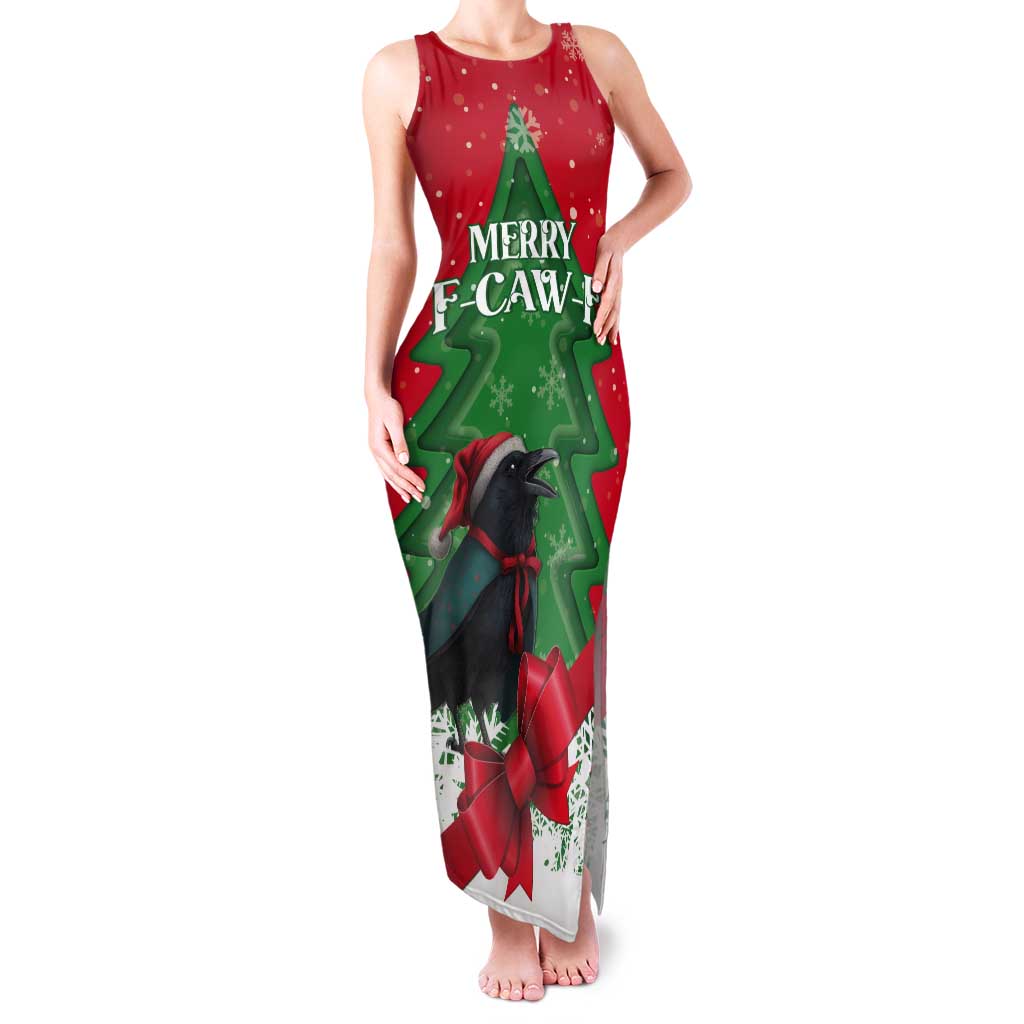 Funny Christmas Raven Tank Maxi Dress Merry F Caw F - Wonder Print Shop