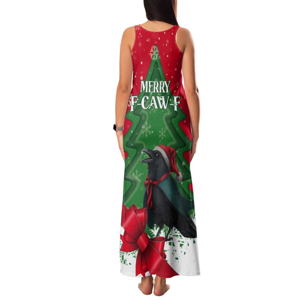 Funny Christmas Raven Tank Maxi Dress Merry F Caw F - Wonder Print Shop