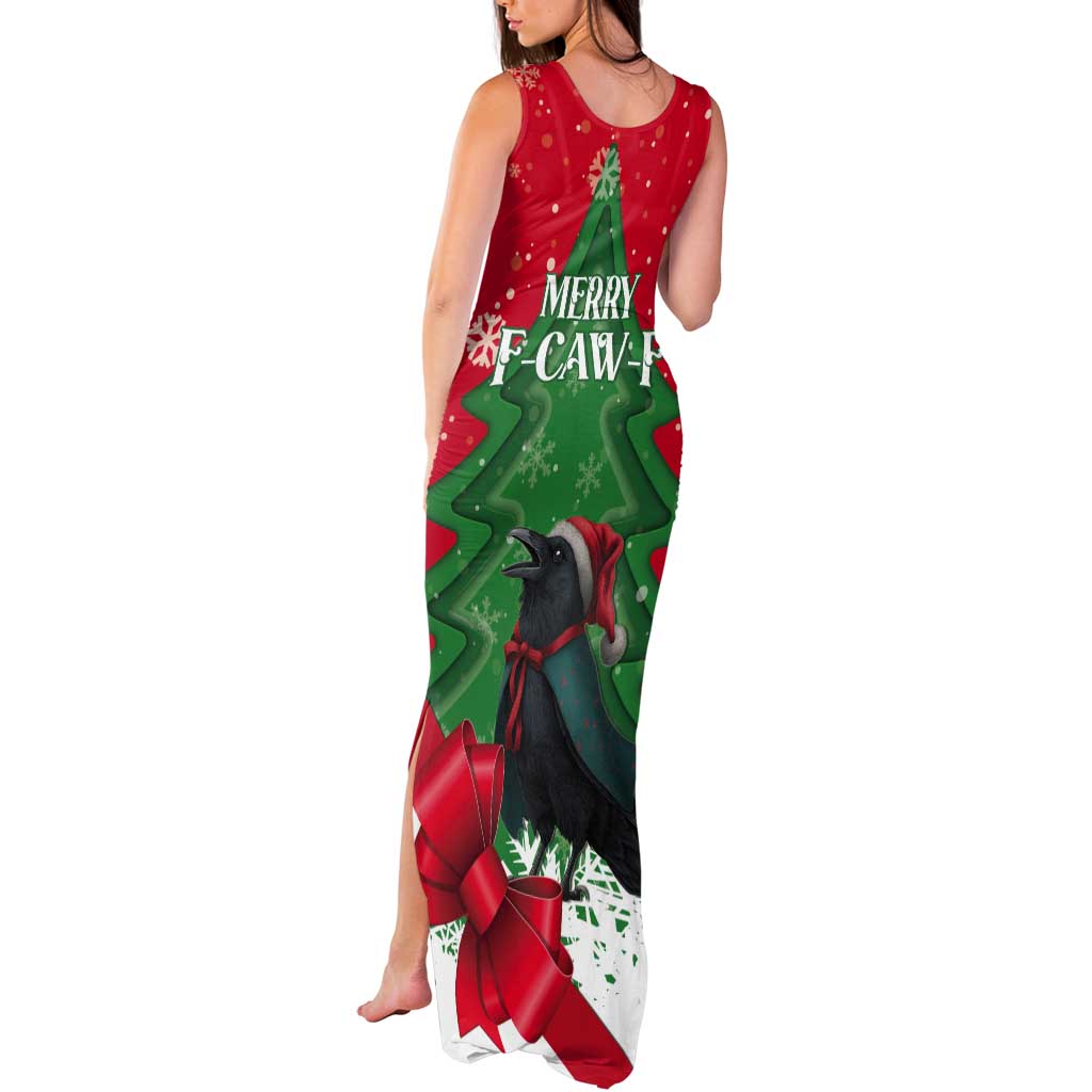 Funny Christmas Raven Tank Maxi Dress Merry F Caw F - Wonder Print Shop