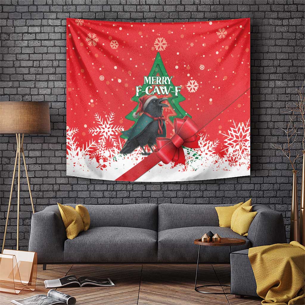 Funny Christmas Raven Tapestry Merry F Caw F - Wonder Print Shop