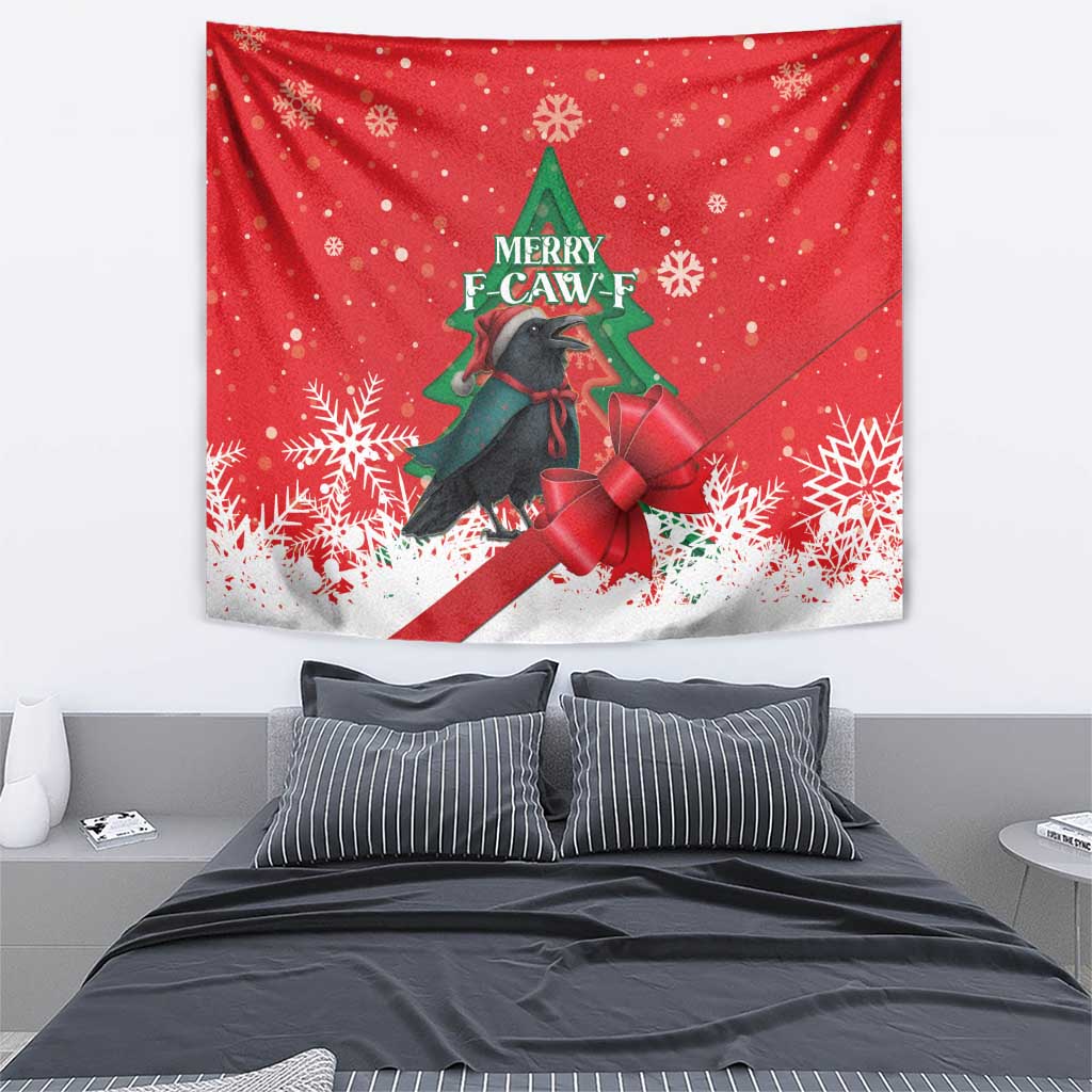 Funny Christmas Raven Tapestry Merry F Caw F - Wonder Print Shop