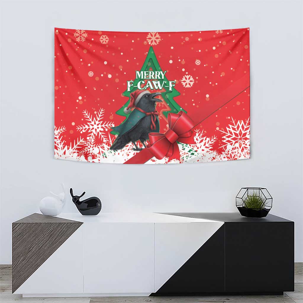 Funny Christmas Raven Tapestry Merry F Caw F - Wonder Print Shop