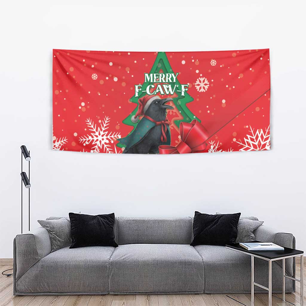 Funny Christmas Raven Tapestry Merry F Caw F - Wonder Print Shop