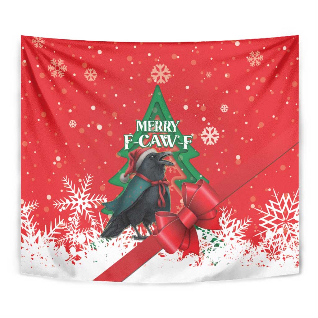 Funny Christmas Raven Tapestry Merry F Caw F - Wonder Print Shop