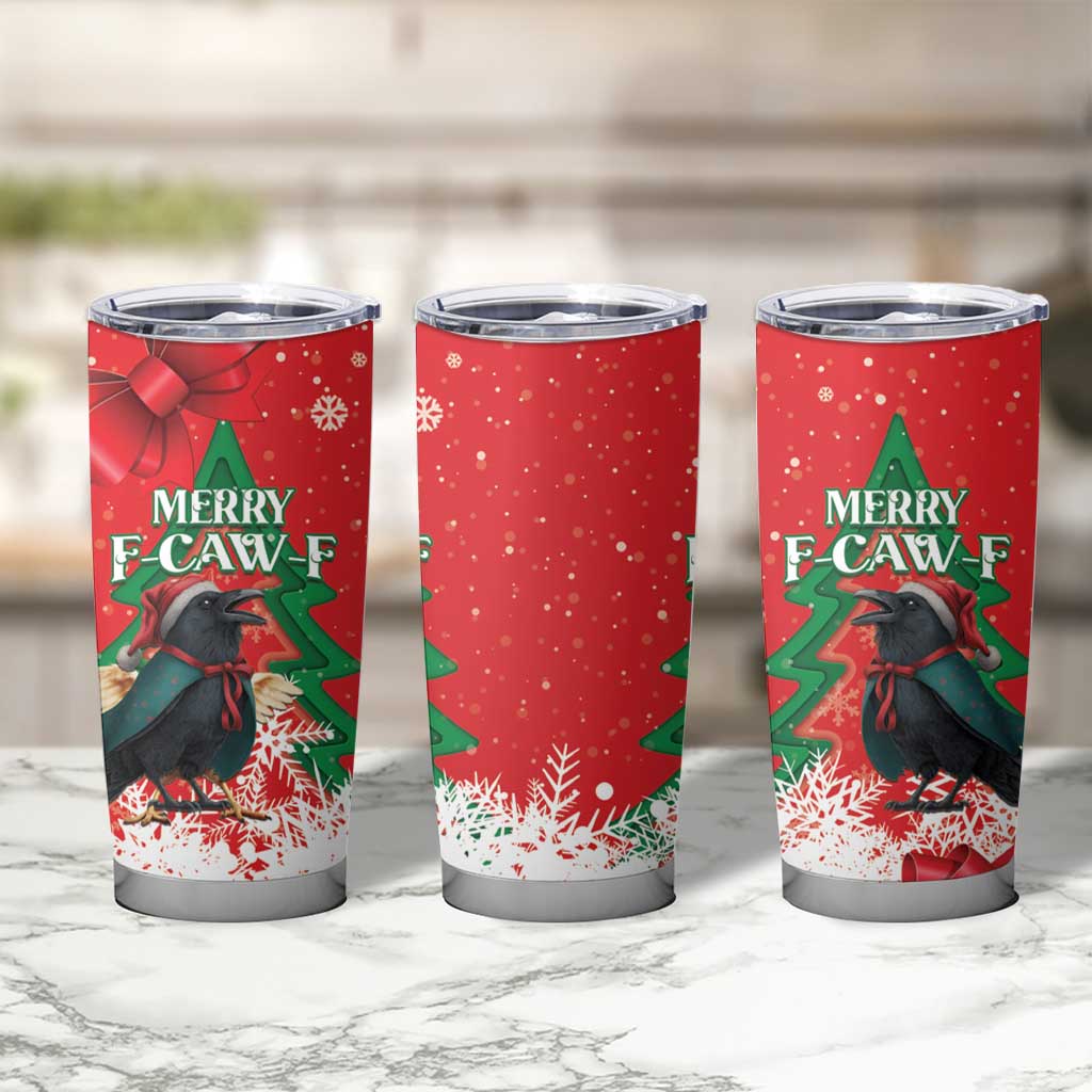 Funny Christmas Raven Tumbler Cup Merry F Caw F - Wonder Print Shop