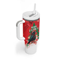 Funny Christmas Raven Tumbler With Handle Merry F Caw F - Wonder Print Shop