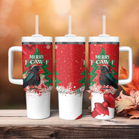 Funny Christmas Raven Tumbler With Handle Merry F Caw F - Wonder Print Shop