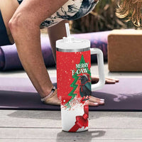 Funny Christmas Raven Tumbler With Handle Merry F Caw F - Wonder Print Shop
