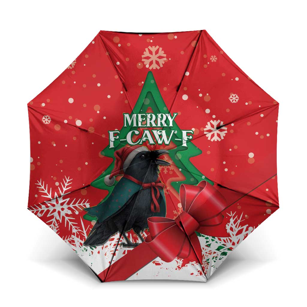 Funny Christmas Raven Umbrella Merry F Caw F - Wonder Print Shop