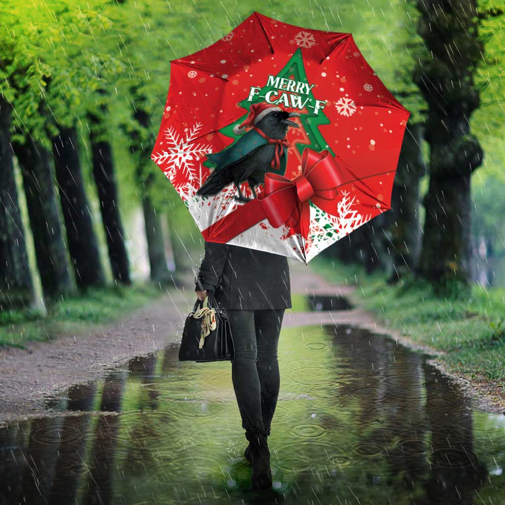 Funny Christmas Raven Umbrella Merry F Caw F - Wonder Print Shop