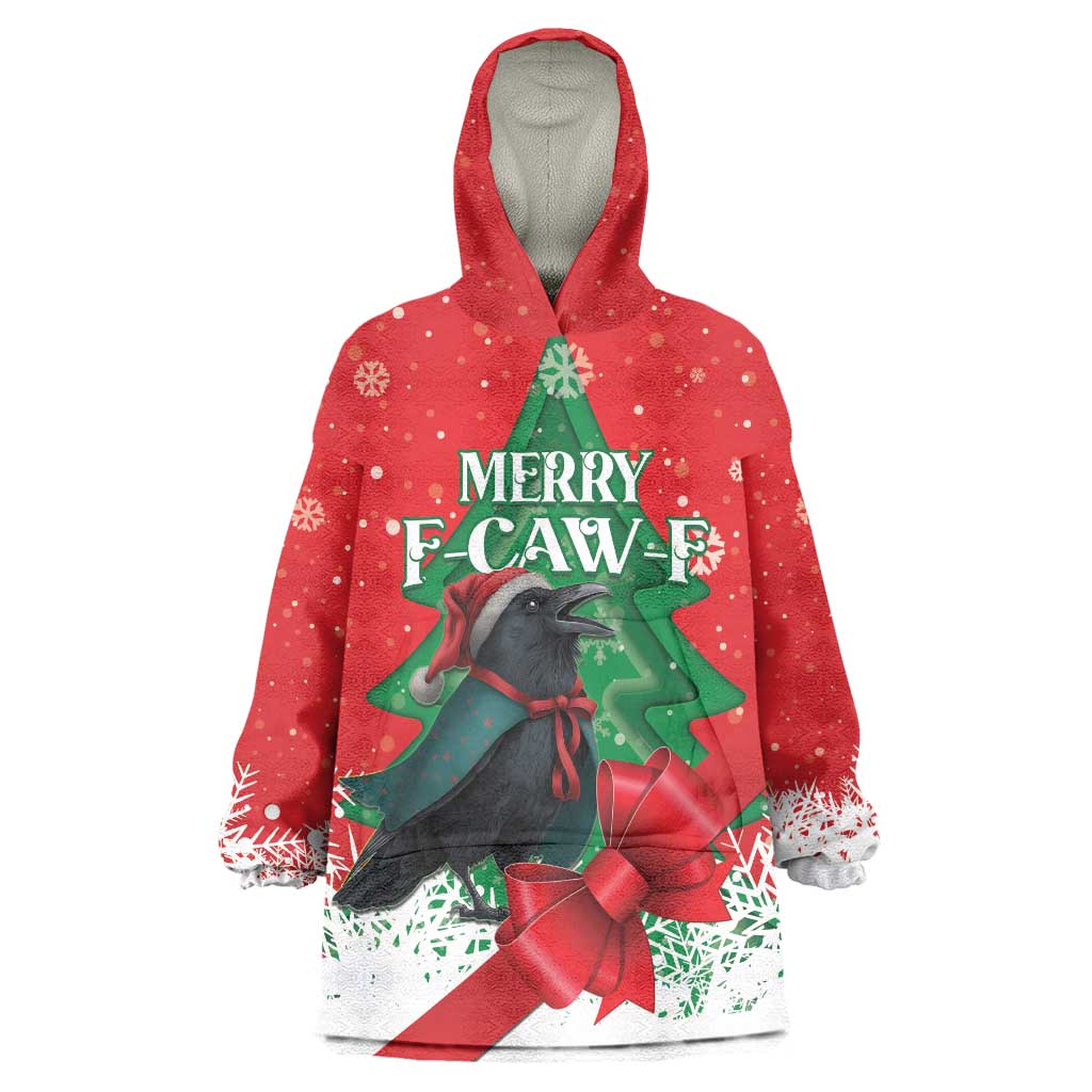 Funny Christmas Raven Wearable Blanket Hoodie Merry F Caw F - Wonder Print Shop