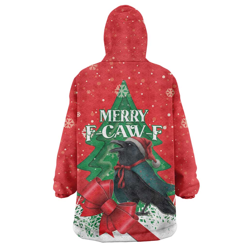 Funny Christmas Raven Wearable Blanket Hoodie Merry F Caw F - Wonder Print Shop