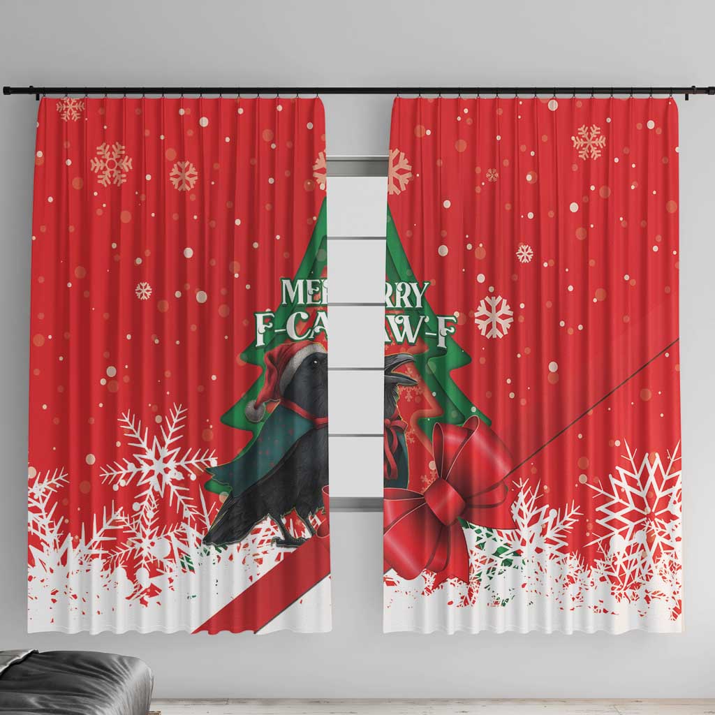 Funny Christmas Raven Window Curtain Merry F Caw F - Wonder Print Shop