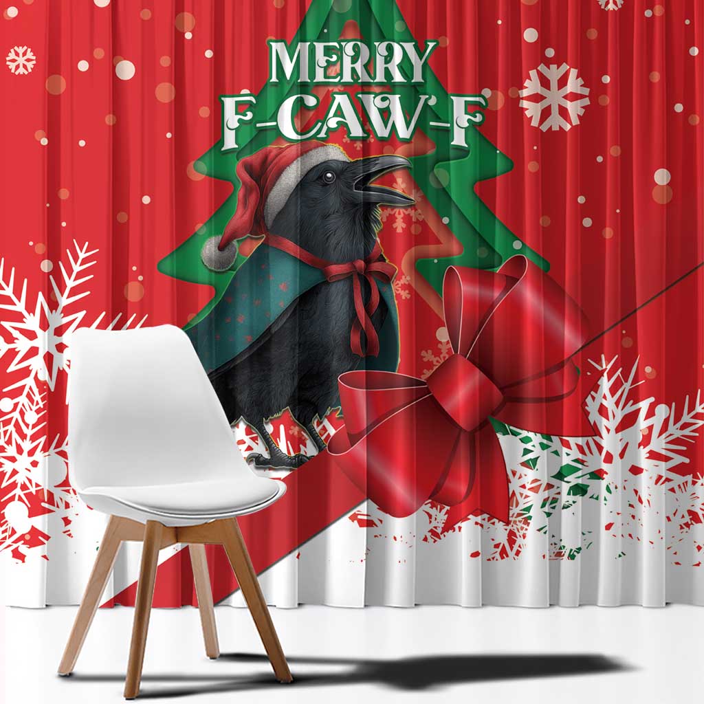 Funny Christmas Raven Window Curtain Merry F Caw F - Wonder Print Shop
