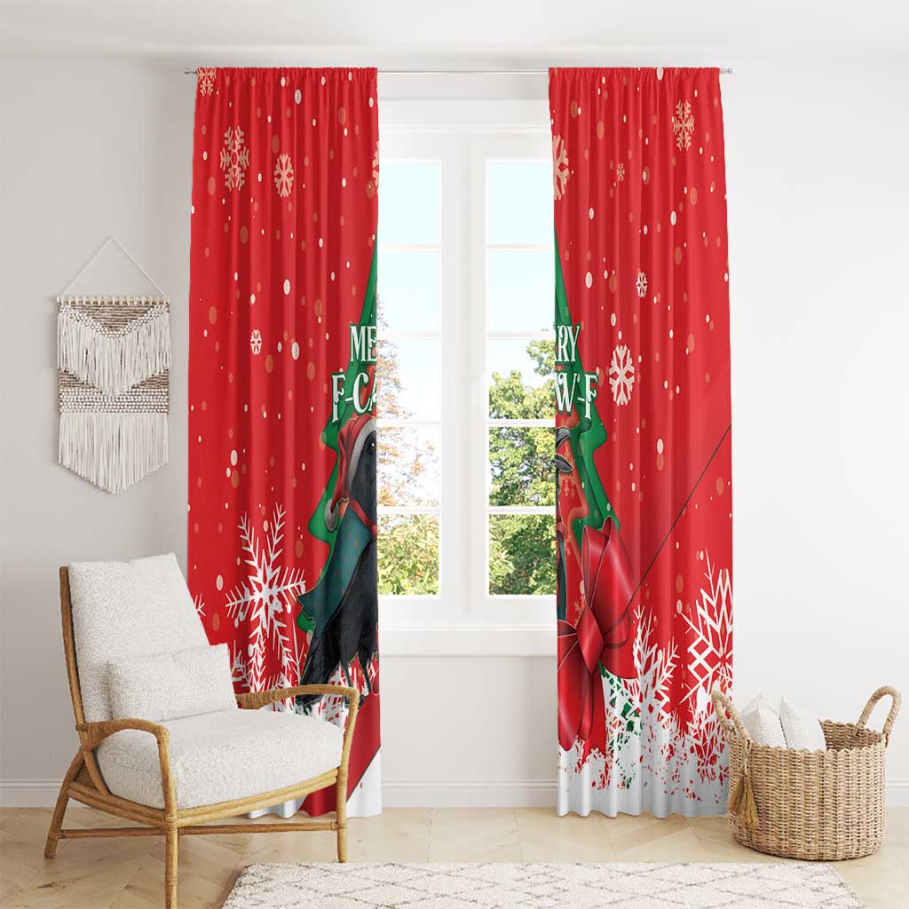 Funny Christmas Raven Window Curtain Merry F Caw F - Wonder Print Shop