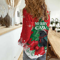 Funny Christmas Raven Women Casual Shirt Merry F Caw F - Wonder Print Shop