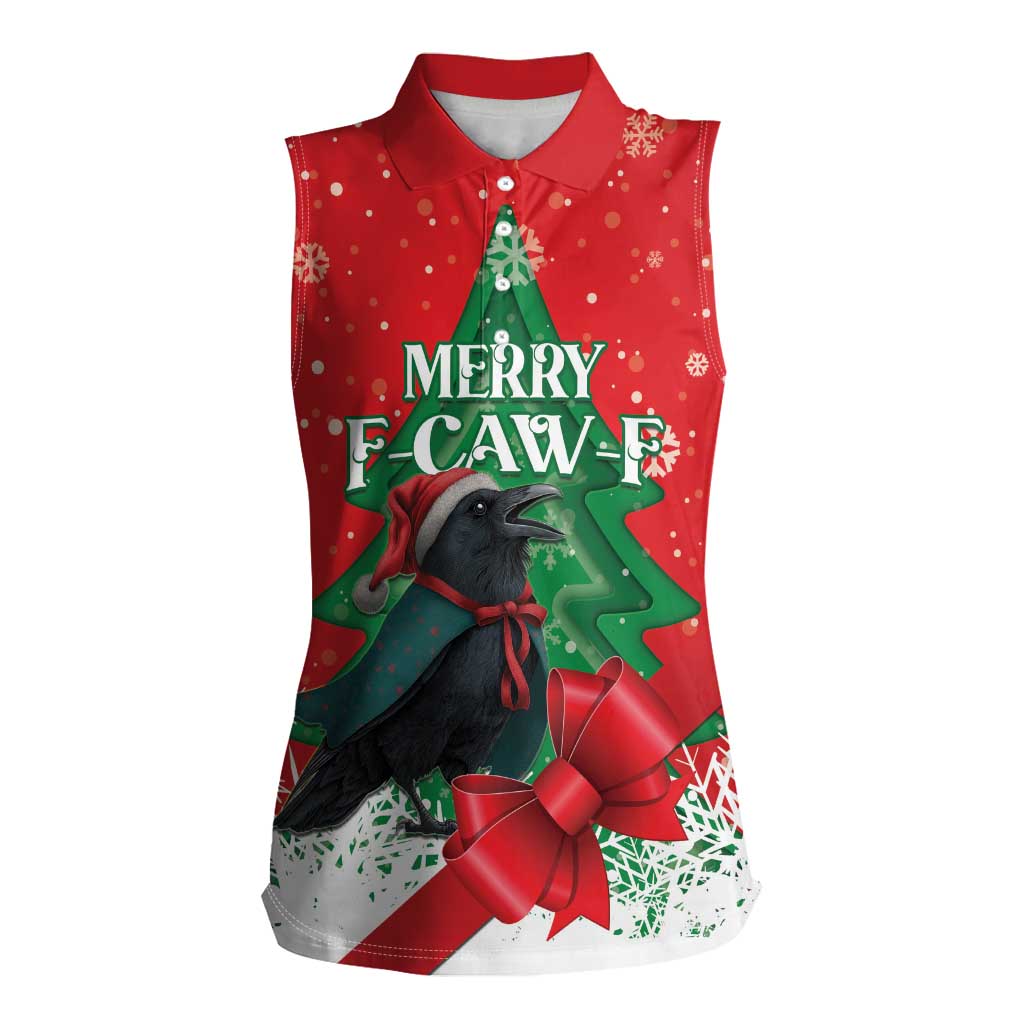 Funny Christmas Raven Women Sleeveless Polo Shirt Merry F Caw F - Wonder Print Shop